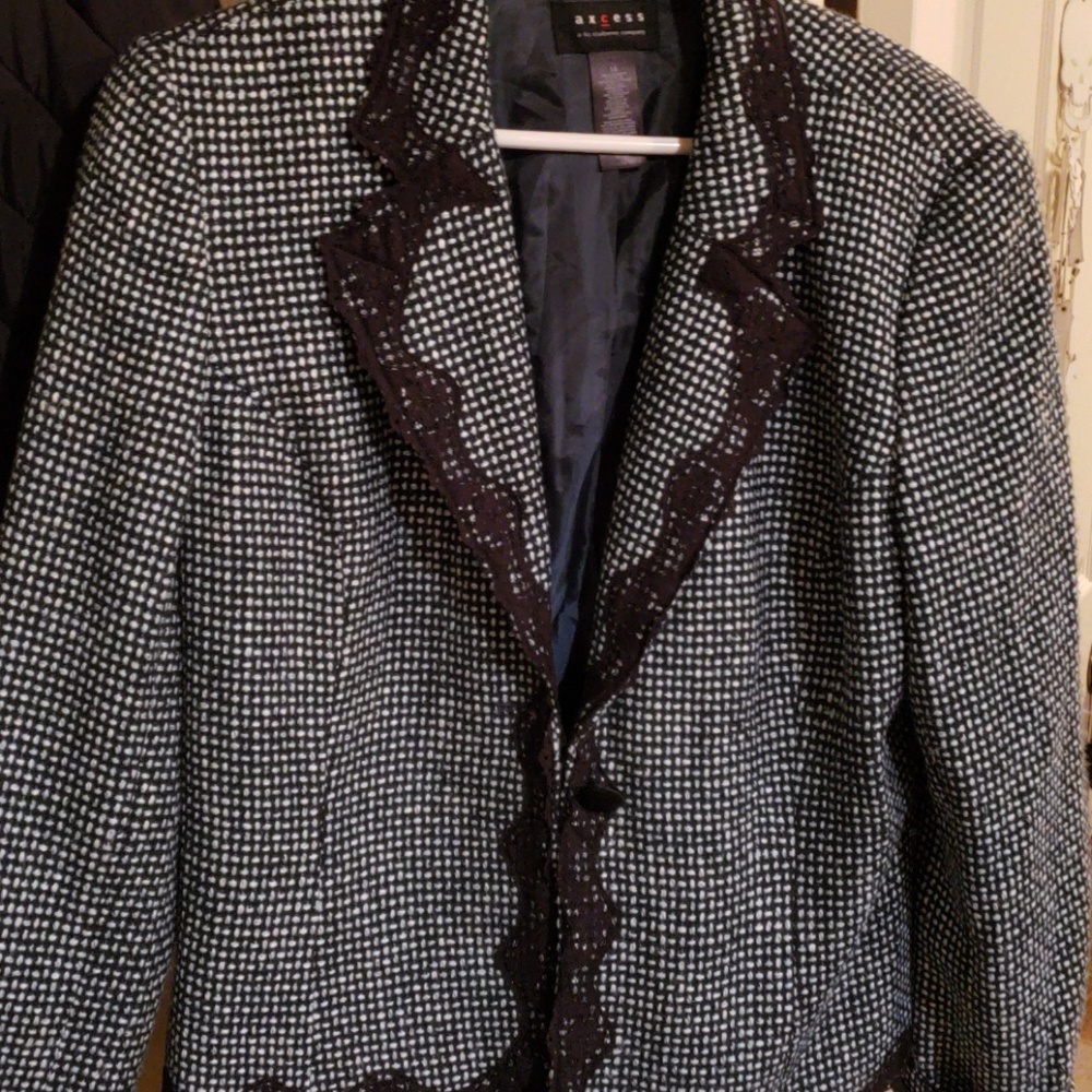 Lace and twill blazer